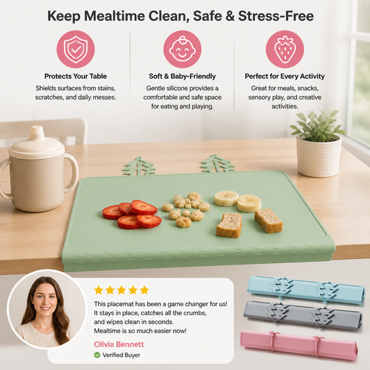 BabySafe Practical & Hygienic Silicone Baby Placemat with Raised Edge