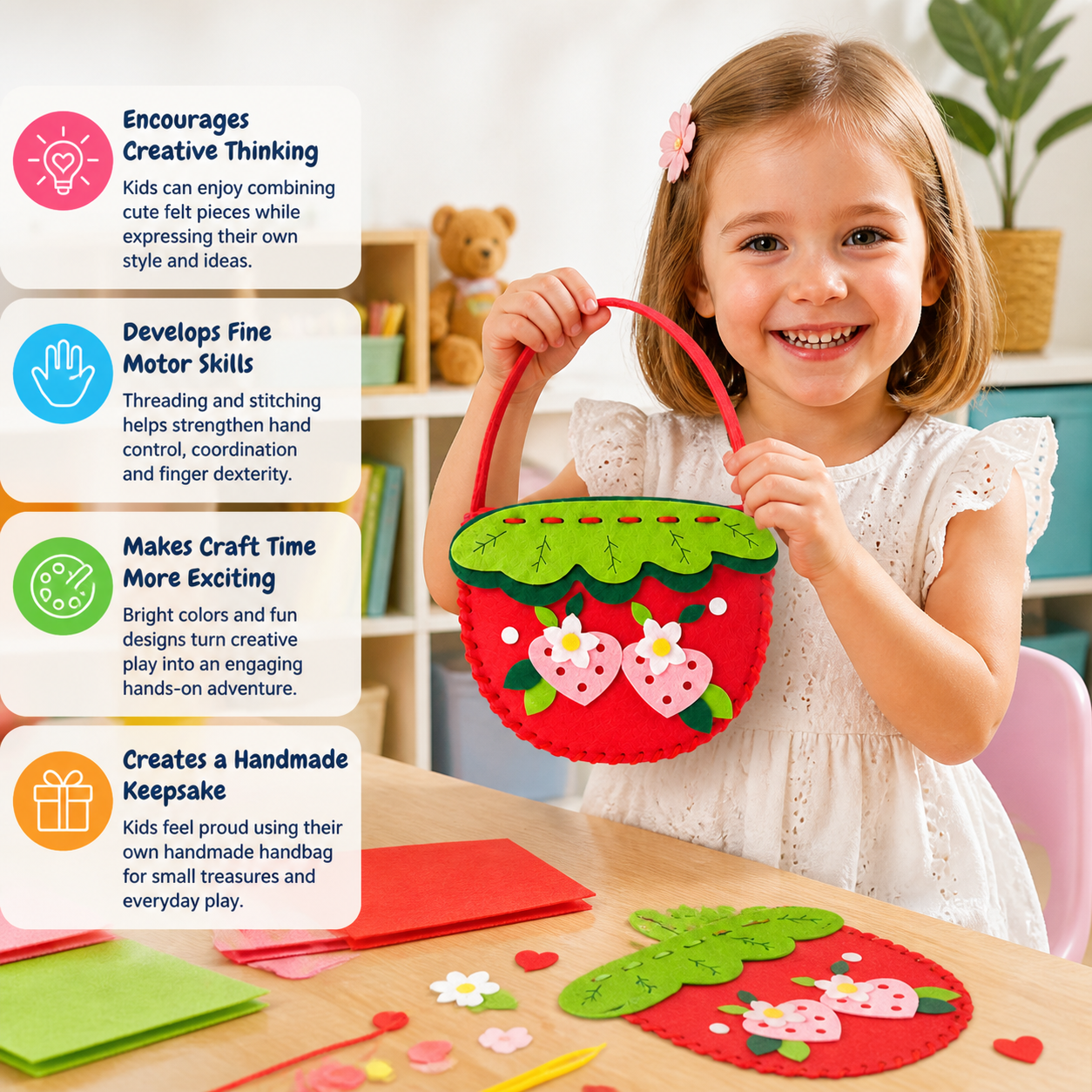 DIY Cute Felt Handbag Sewing Craft Kit for Kids