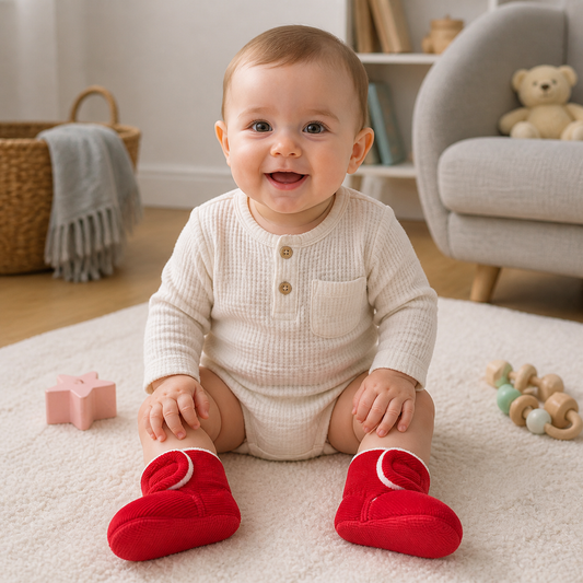 Warm & Cozy Plush Baby Booties with Soft, Non-Slip Soles