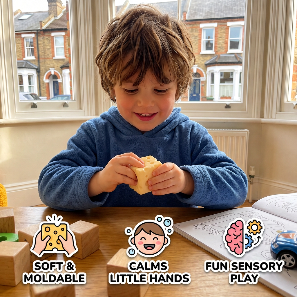 Squishy Cheese Stress Ball – Soft Moldable ASMR Fidget Toy for Stress & Anxiety Relief