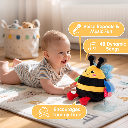 Interactive Musical Tummy Time Bee Plush Toy