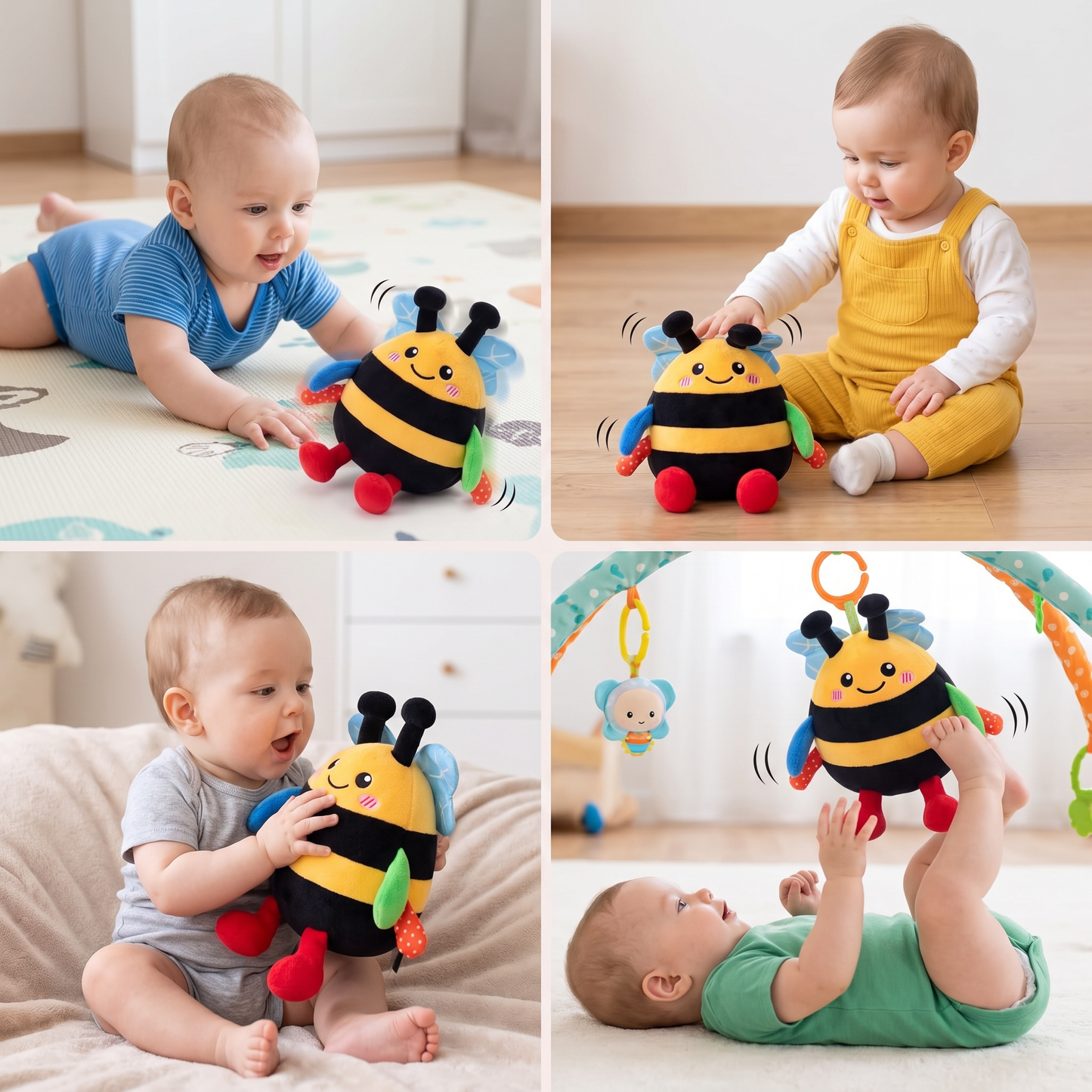 Interactive Musical Tummy Time Bee Plush Toy