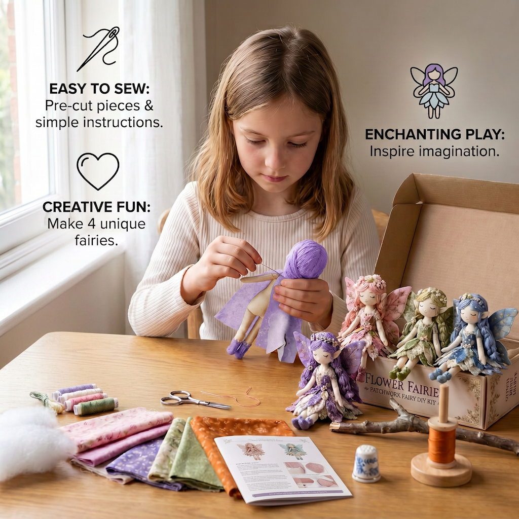 Fairy DIY Sewing Kit for Kids – Make Enchanting Fairy Dolls with Fabric, Accessories & Instructions
