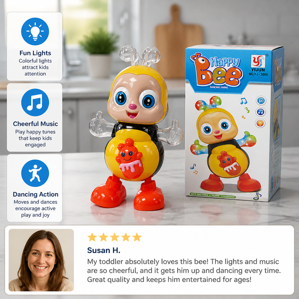 Musical Dancing Bee Toy with Lights and Music