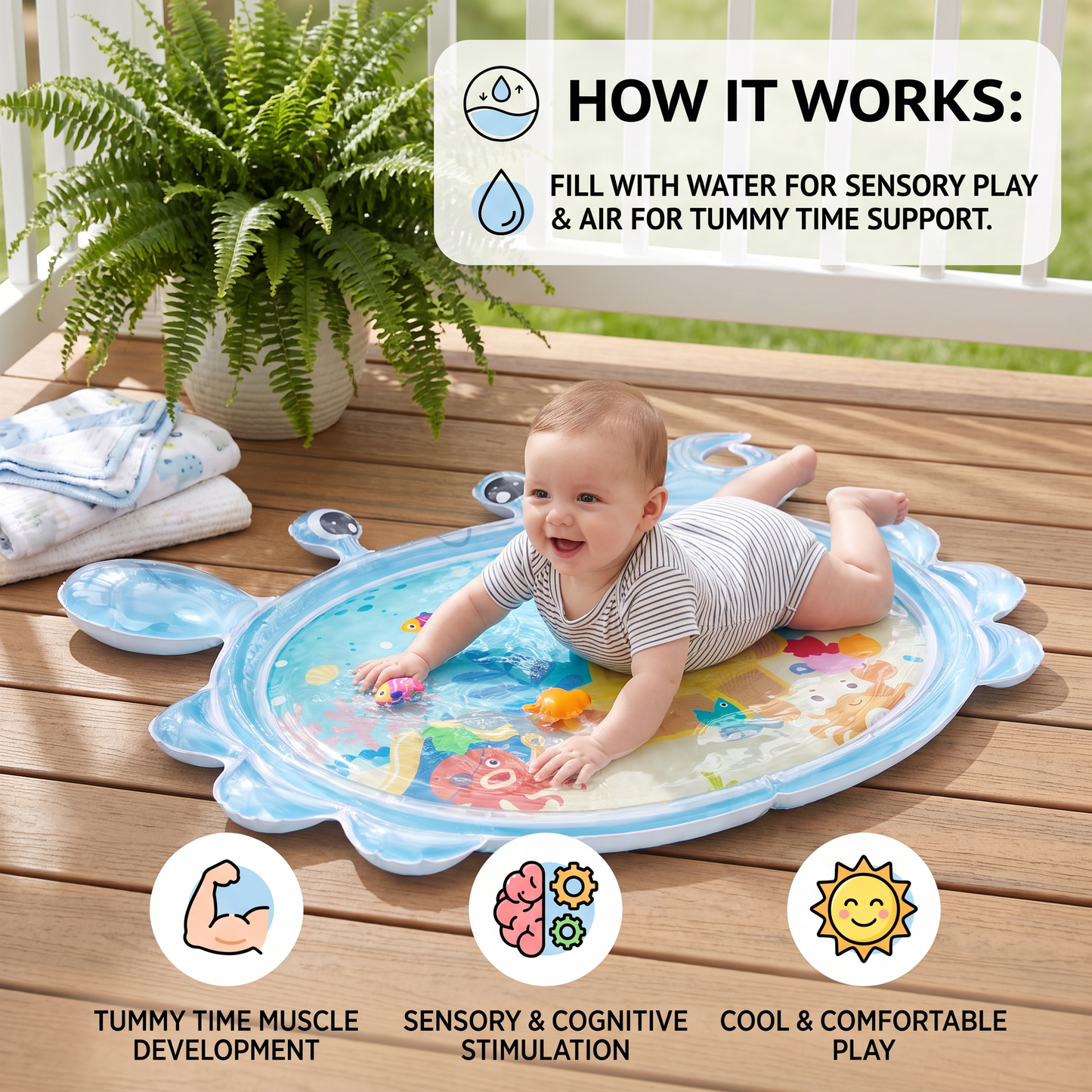 2in1 Interactive Tummy Time Toy & Play Mat