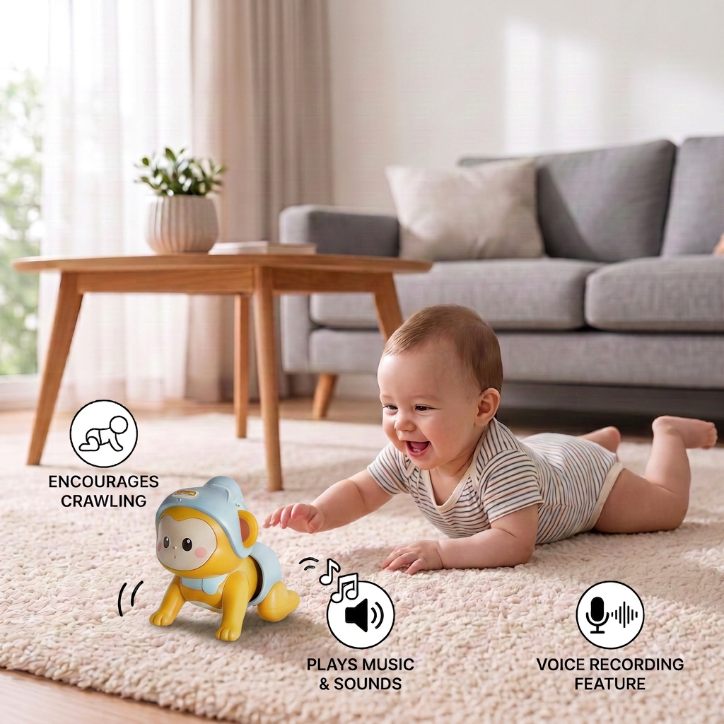 Interactive Crawling Baby Toy with Music & Voice Recording