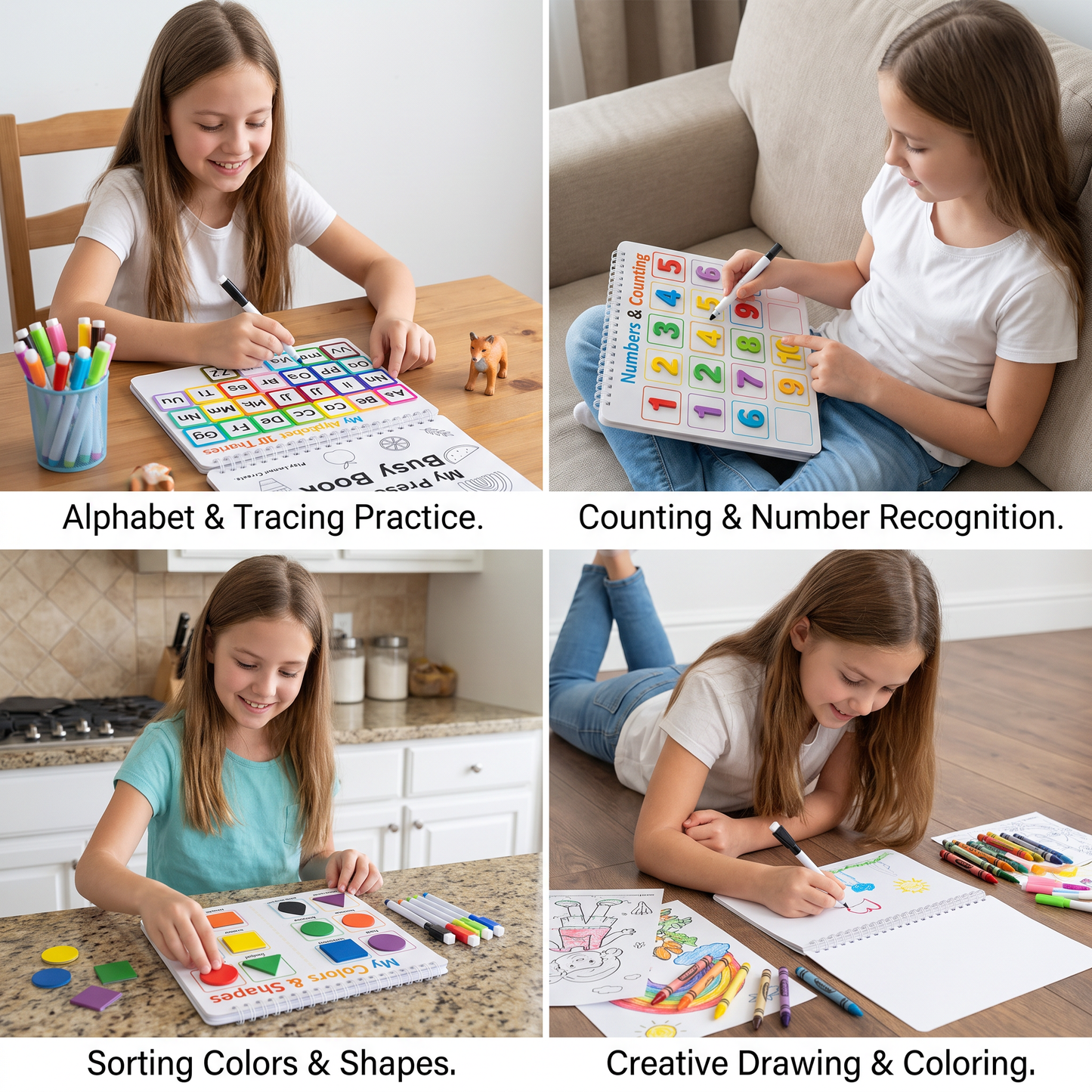 Montessori Busy Book – Reusable Preschool Learning Activity Book