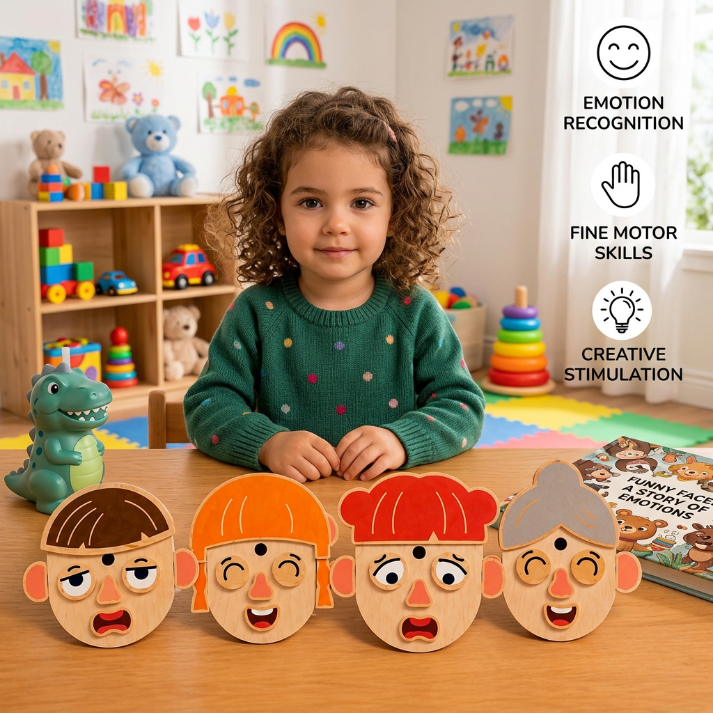 Wooden Facial Expressions & Emotions Learning Toy for Kids