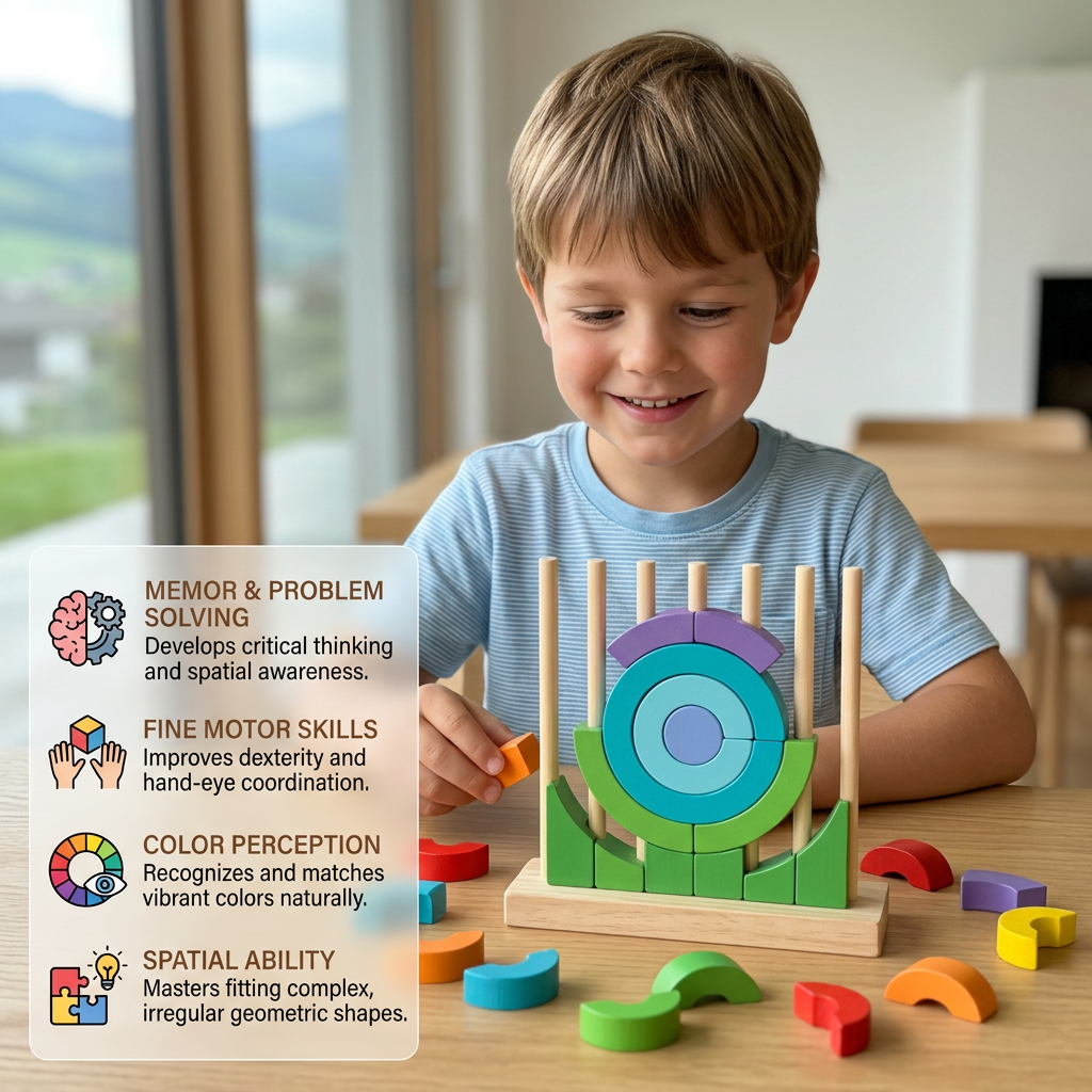 Montessori Wooden Rainbow Stacking & Matching Puzzle