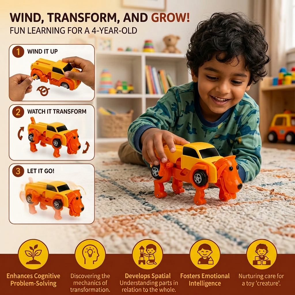 Wind-Up Transforming Animal Car Toy