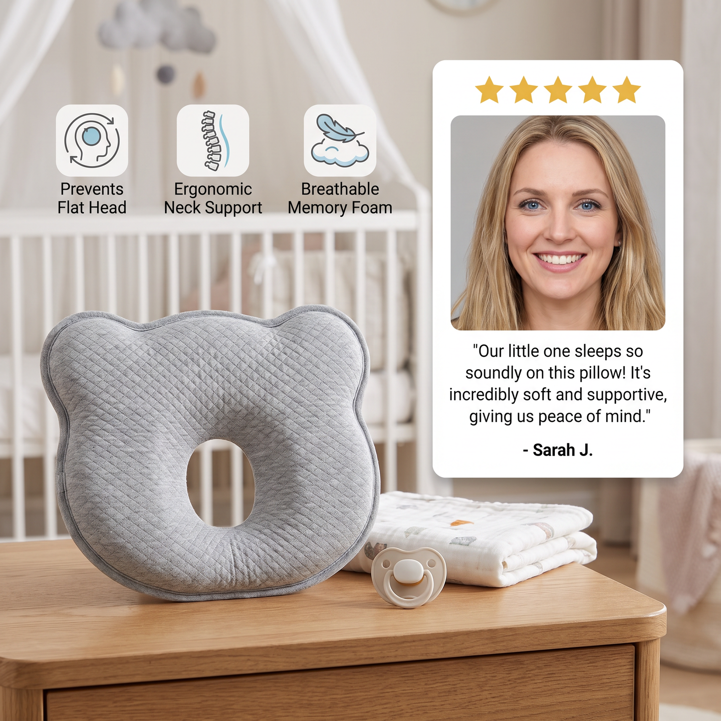 Memory Foam Baby Comfort Support Pillow