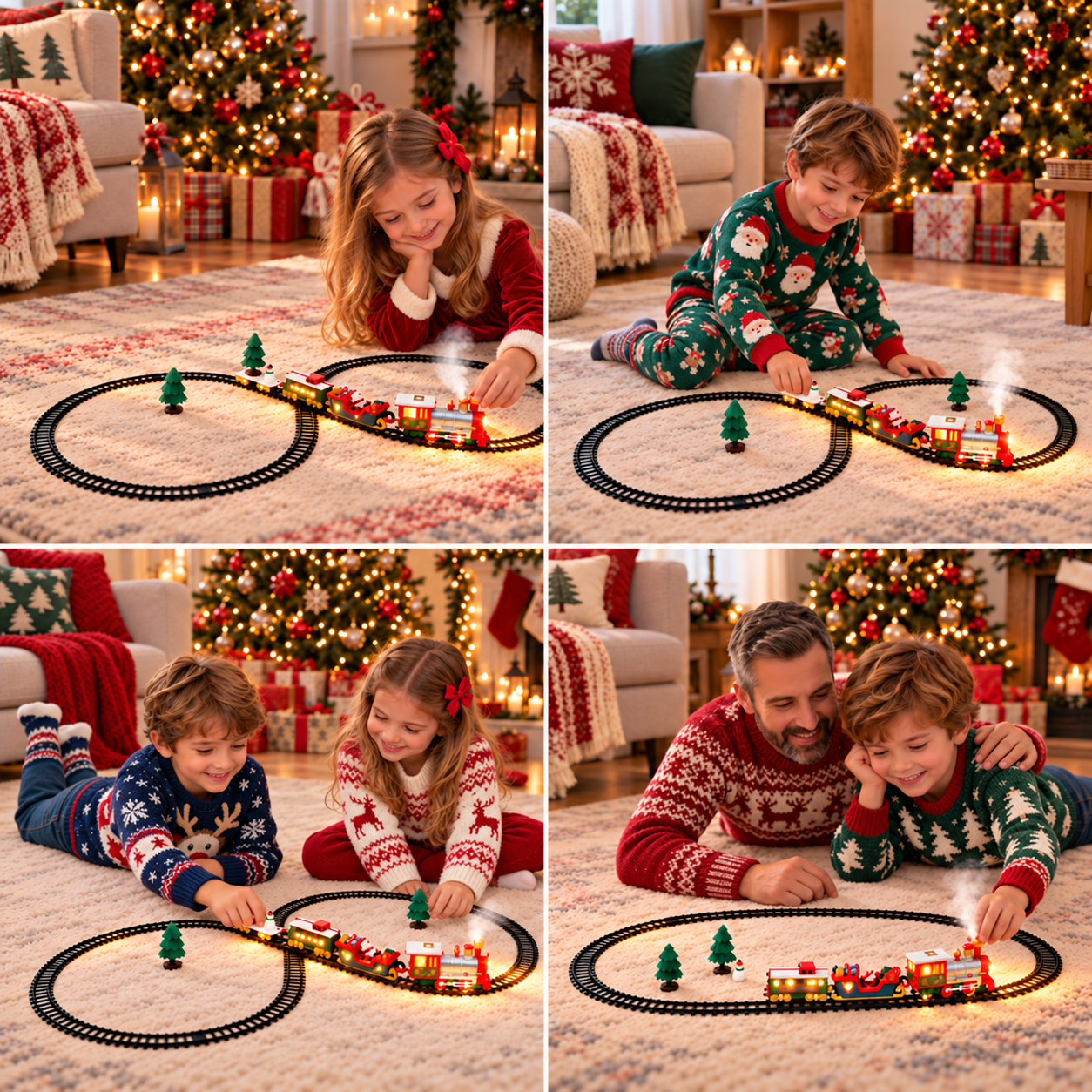Kids’ Electric Train Set with Lights, Sounds & Steam Effects