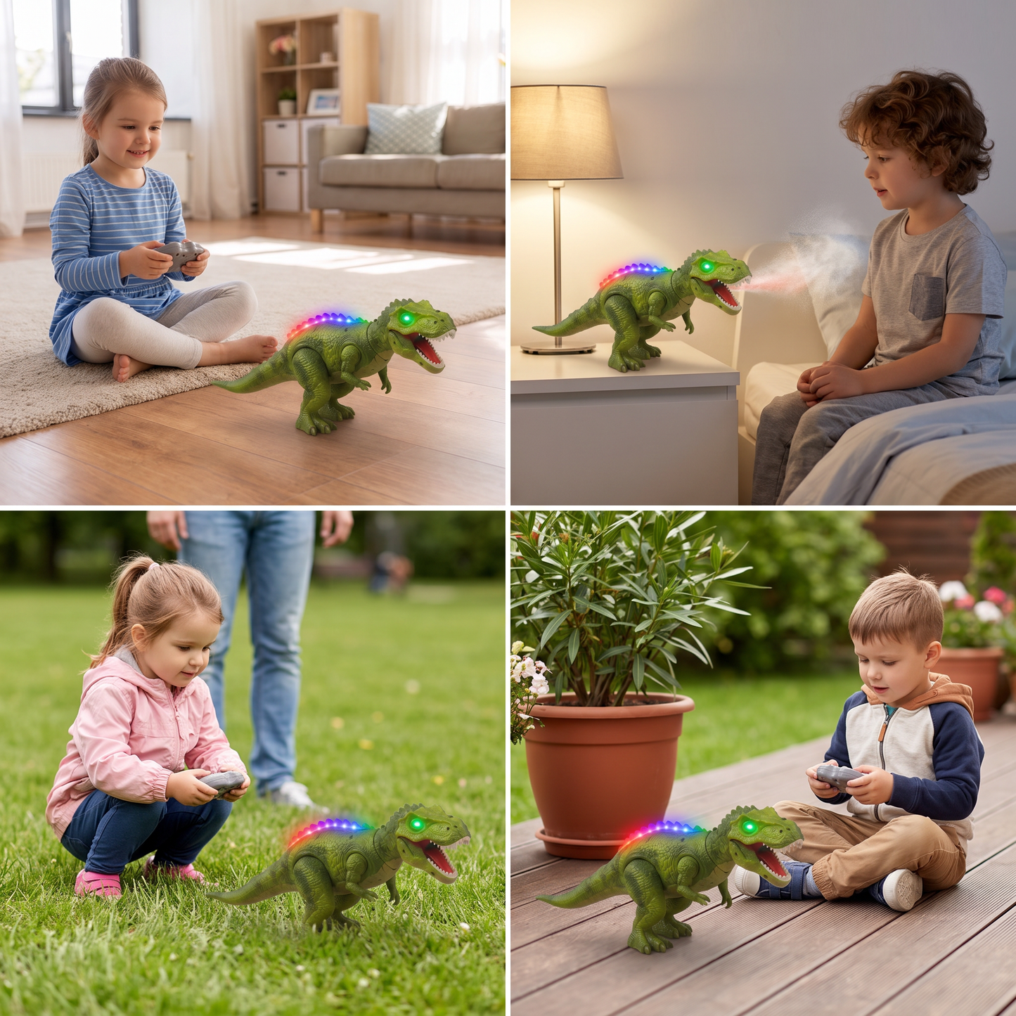 Remote Control Walking T-Rex – RC Dinosaur with Spray Mist, Lights & Sound