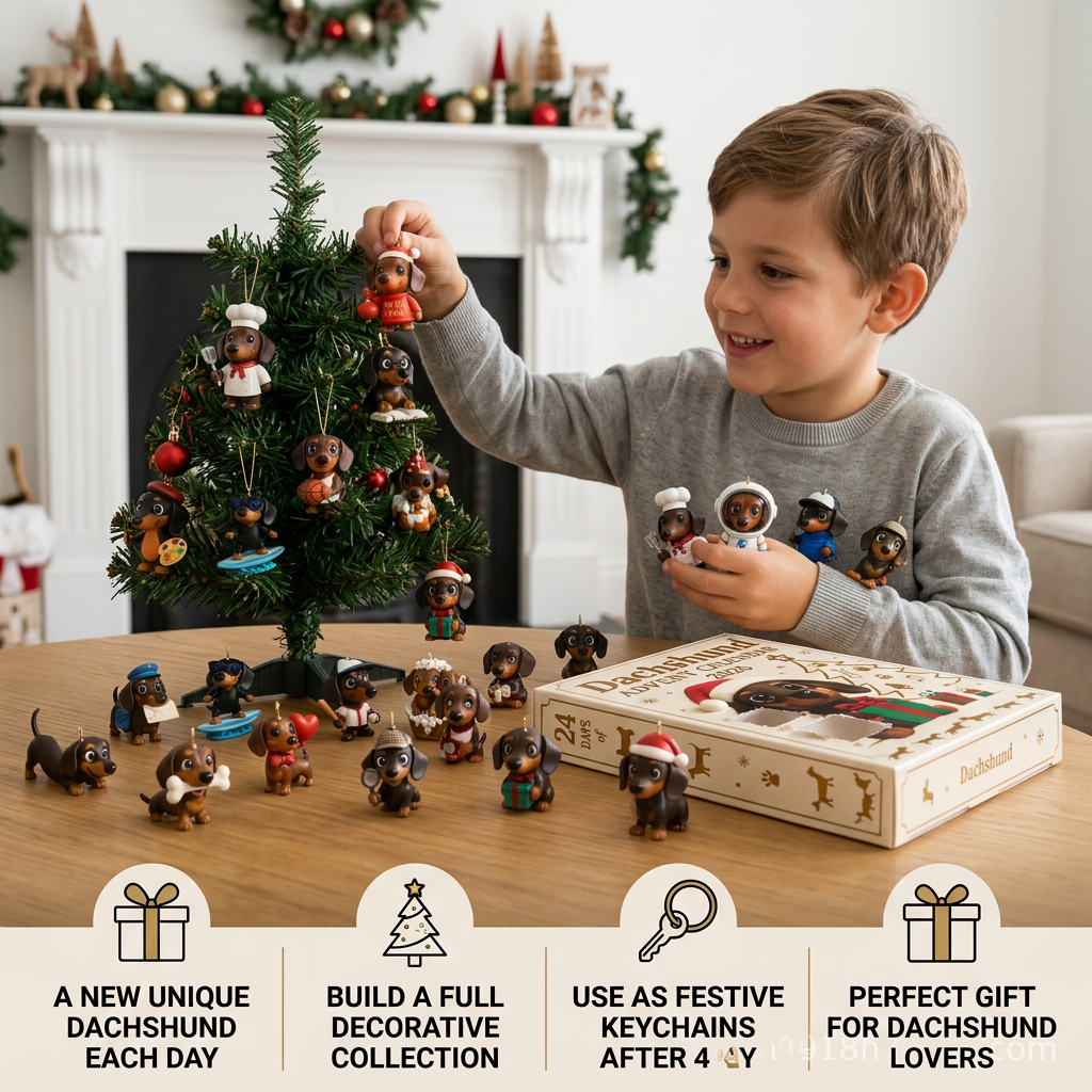 24-Day Dachshund Advent Calendar with Surprise Figurines
