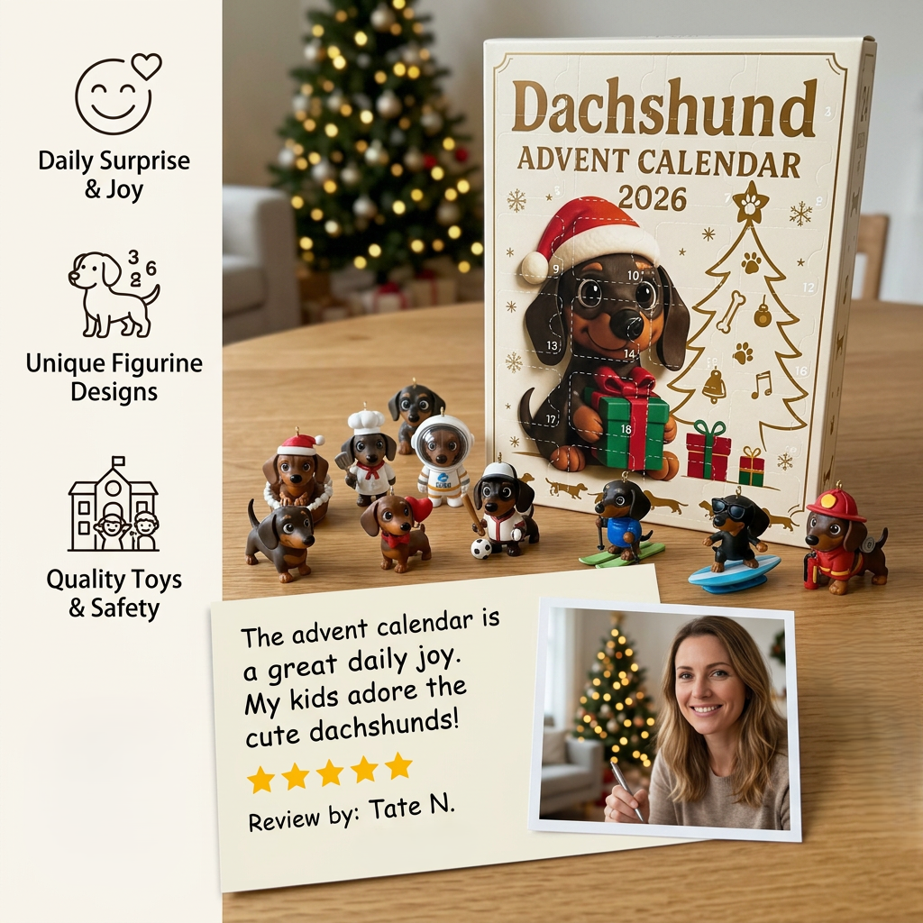 24-Day Dachshund Advent Calendar with Surprise Figurines