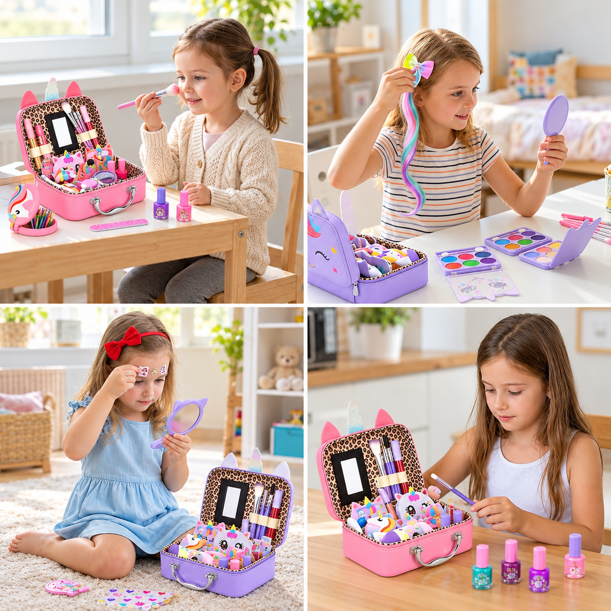 Kids’ Eco-Friendly & Easy-to-Wash Princess Makeup Kit with Cosmetic Bag