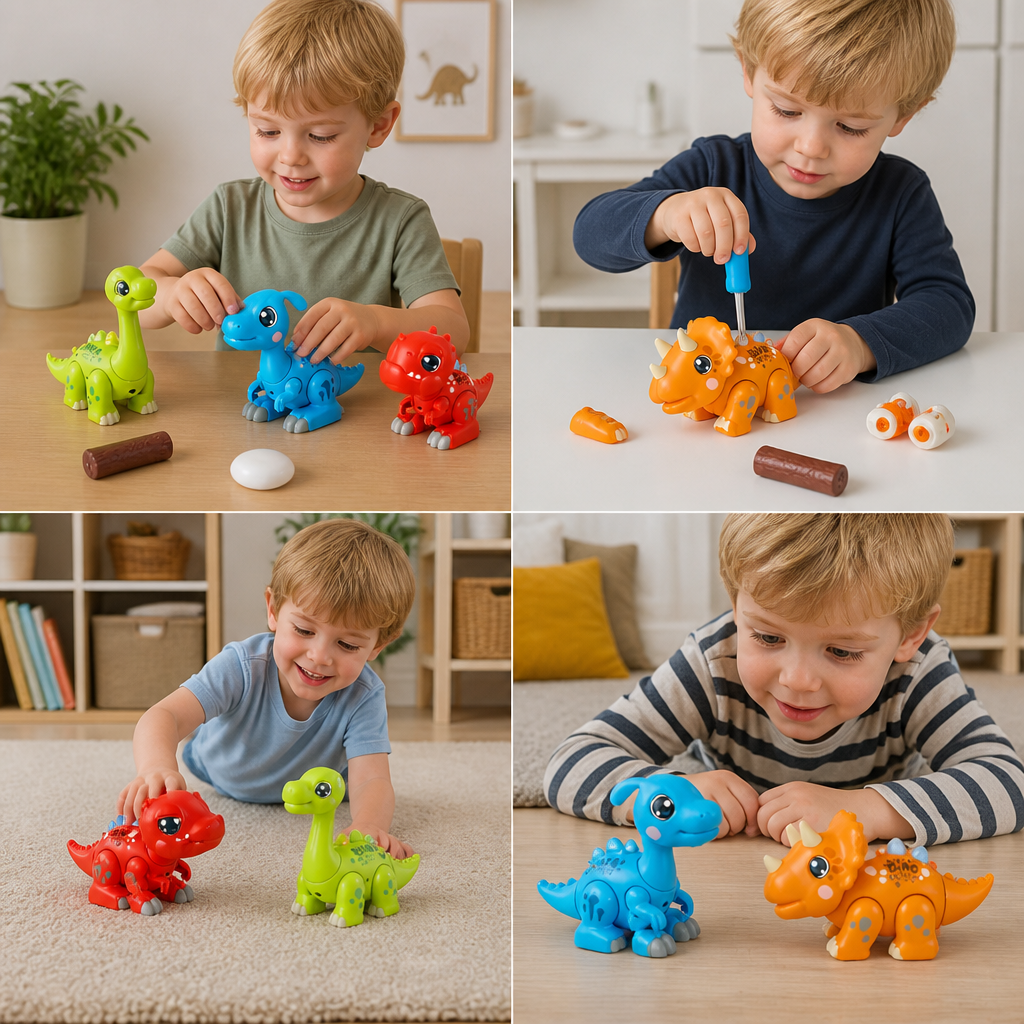 Easy-Assembly STEM Learning Dinosaur Toy with Lights & Sounds