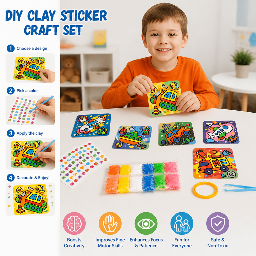 DIY Clay Sticker Art & Craft Kit for Kids