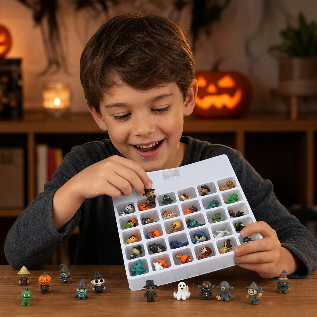 Halloween Countdown Calendar with Surprise Horror Mini Figures & Charms