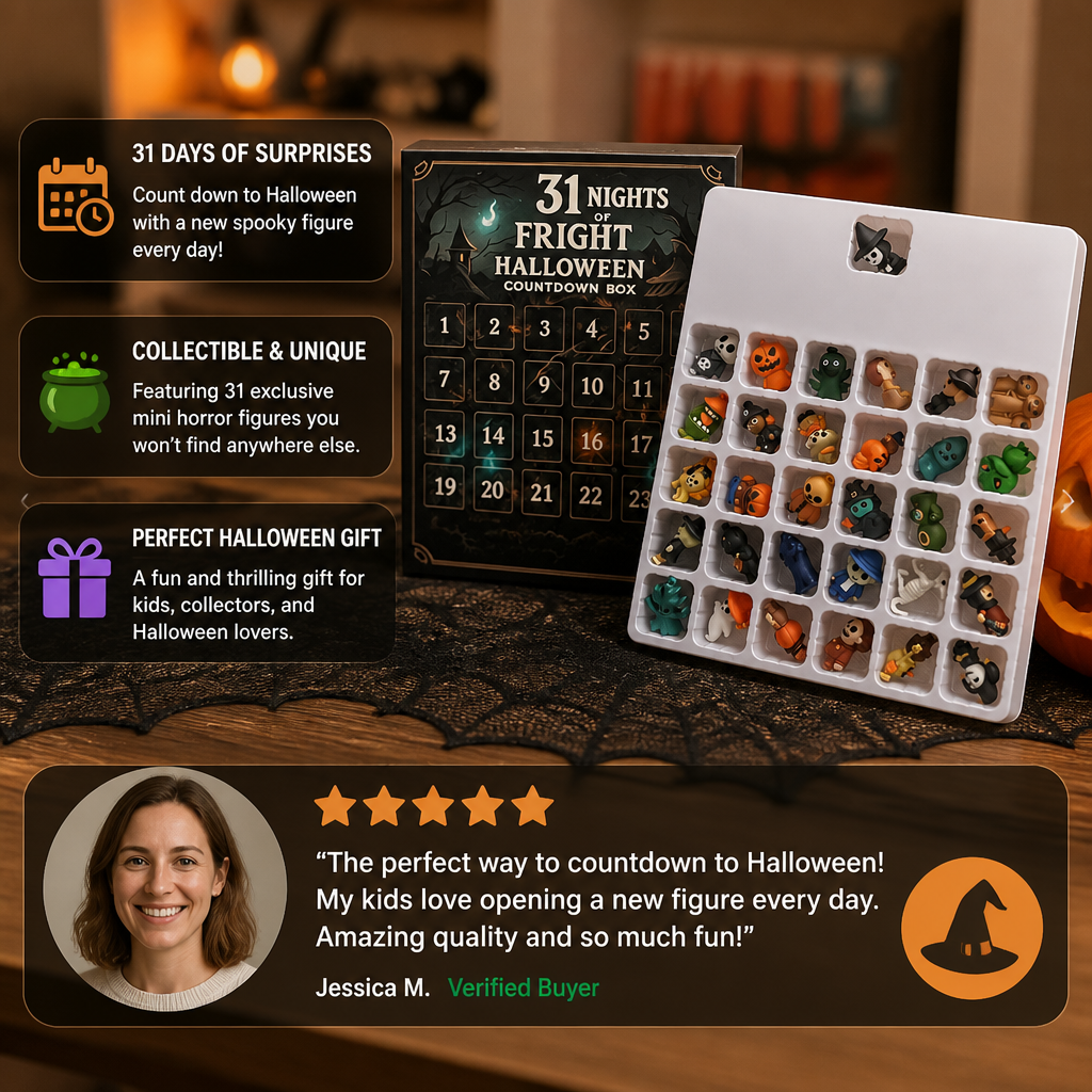 Halloween Countdown Calendar with Surprise Horror Mini Figures & Charms