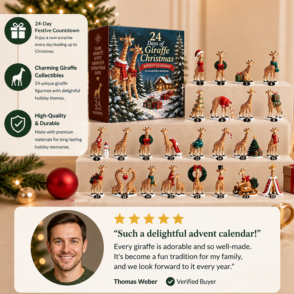 24-Day Christmas Giraffe Figurine Advent Calendar