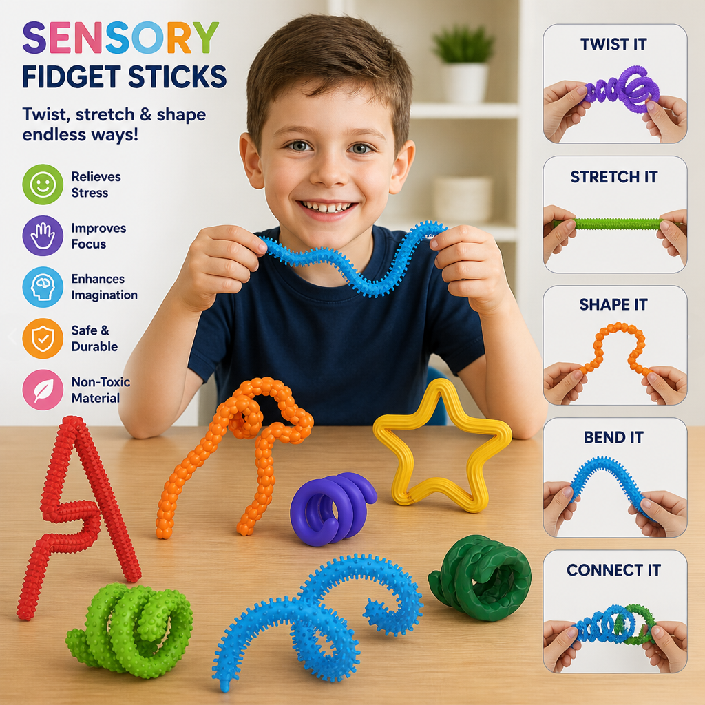Sensory Fidget Sticks – Soothing Twisty Toys for Stress Relief