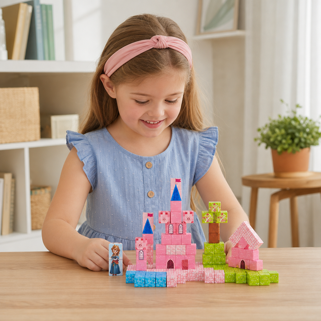 Montessori Princess Dream Castle Magnetic Building Cubes Set