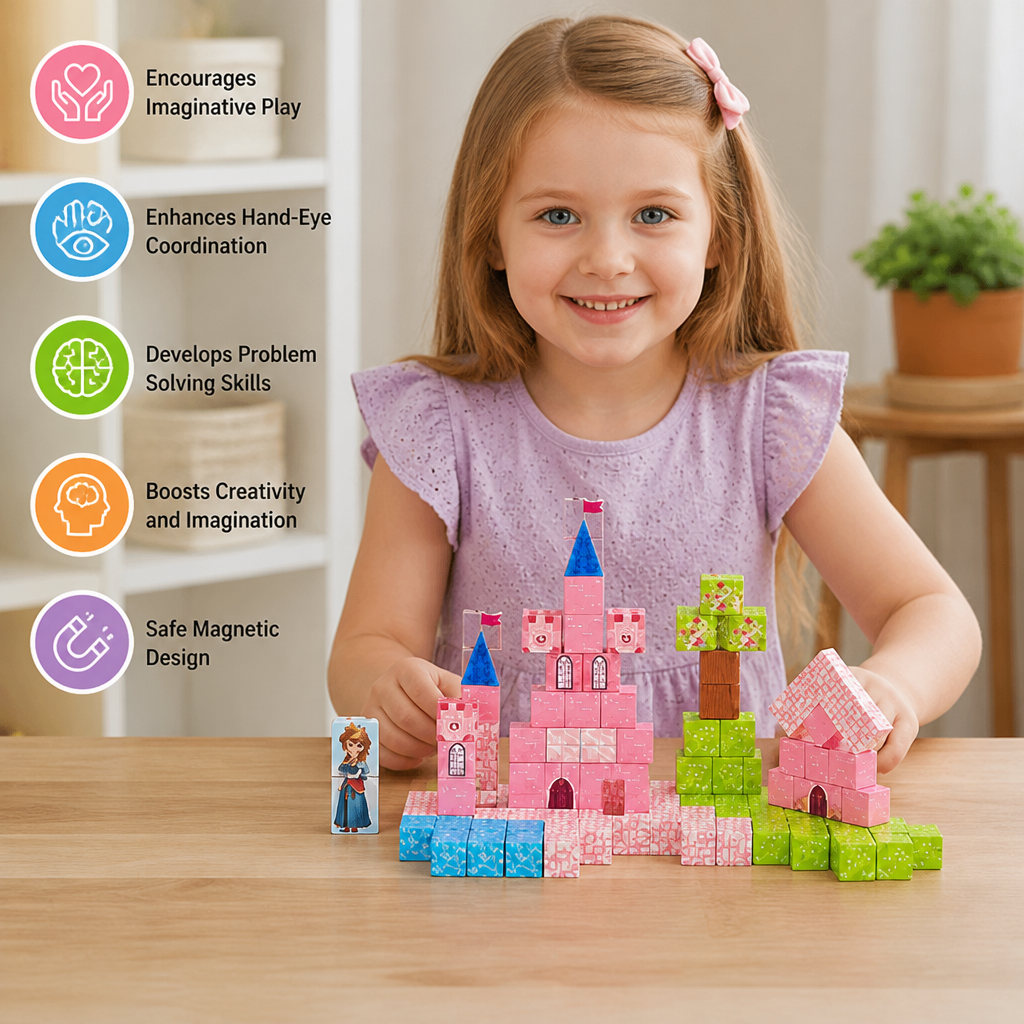 Montessori Princess Dream Castle Magnetic Building Cubes Set
