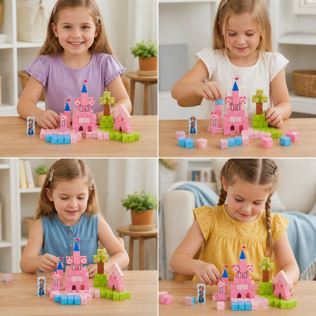 Montessori Princess Dream Castle Magnetic Building Cubes Set