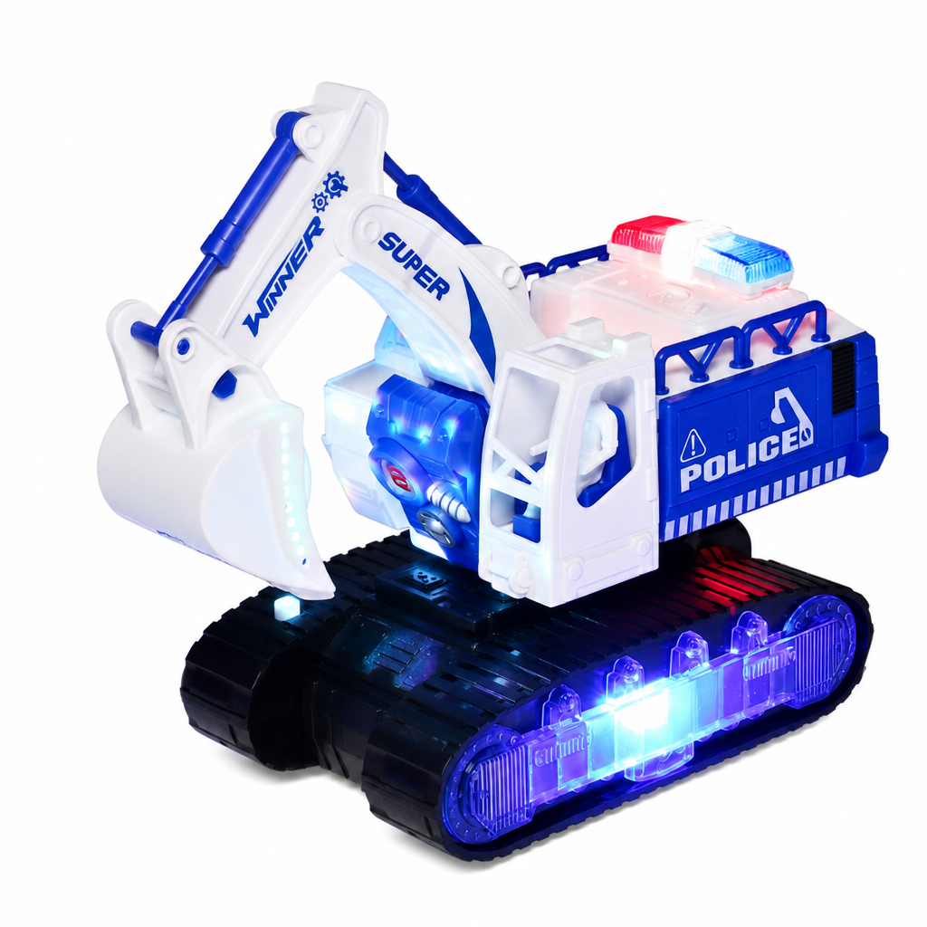 Electric Transforming Robot Excavator Toy with Lights & Sounds