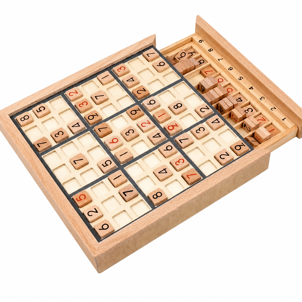 Wooden Sudoku Puzzle Board – Educational Logic & Math Game