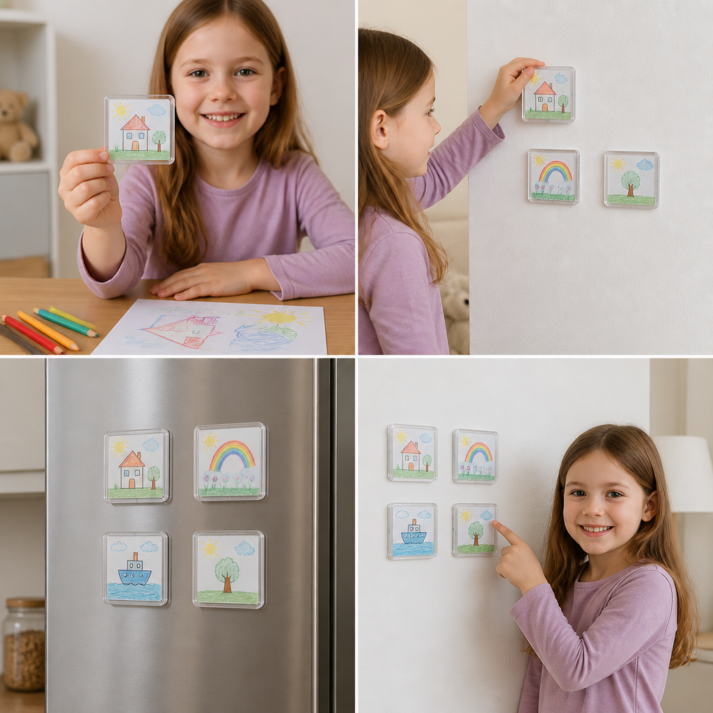 Clear Acrylic Magnetic Photo Frames with Adhesive Backing
