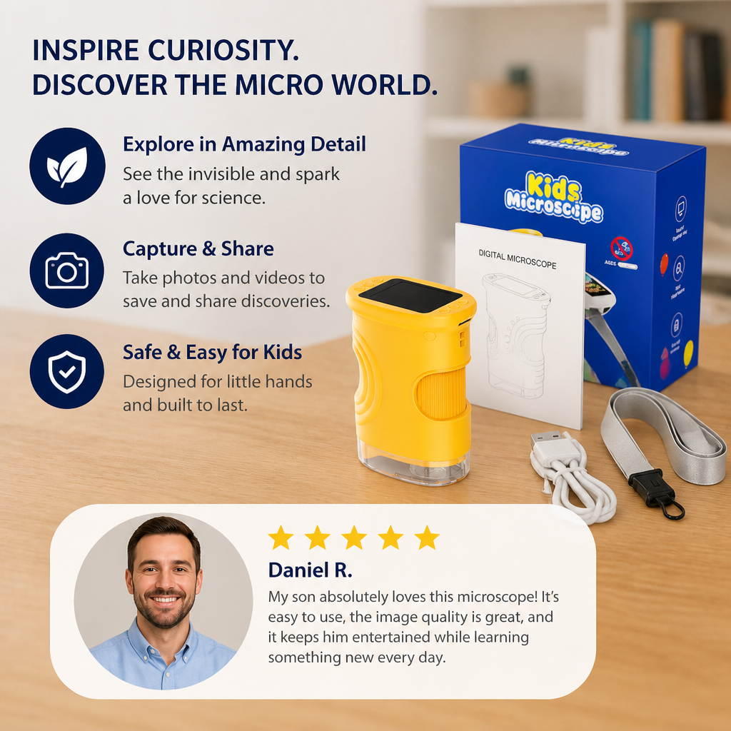 Kids’ 2-in-1 Digital Microscope & Telescope with Photo and Video Camera