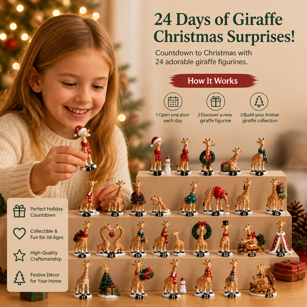 24-Day Christmas Giraffe Figurine Advent Calendar