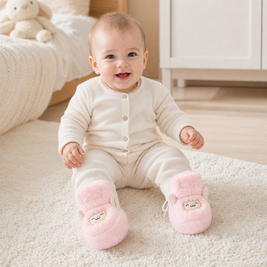 Warm & Cozy Fleece-Lined Baby Booties with Soft Non-Slip Soles