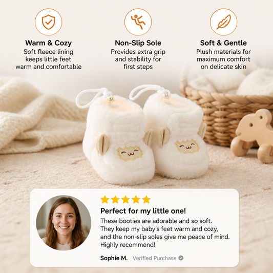 Warm & Cozy Fleece-Lined Baby Booties with Soft Non-Slip Soles