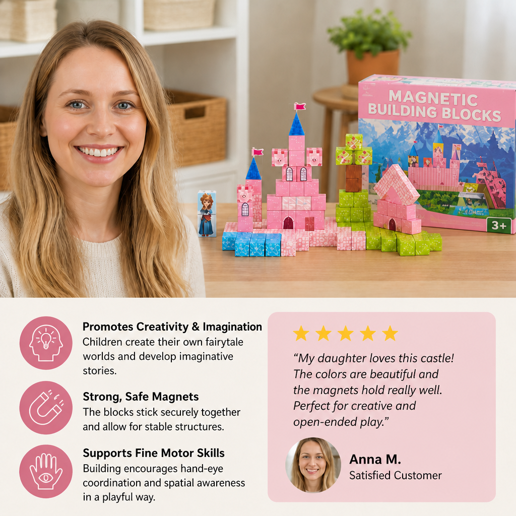 Montessori Princess Dream Castle Magnetic Building Cubes Set