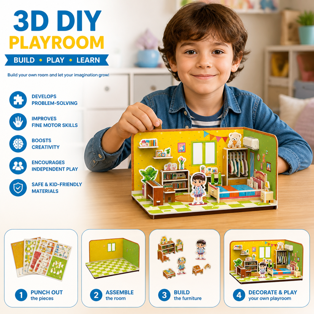 3D DIY Playroom Building Kit – Educational Puzzle & Craft Set