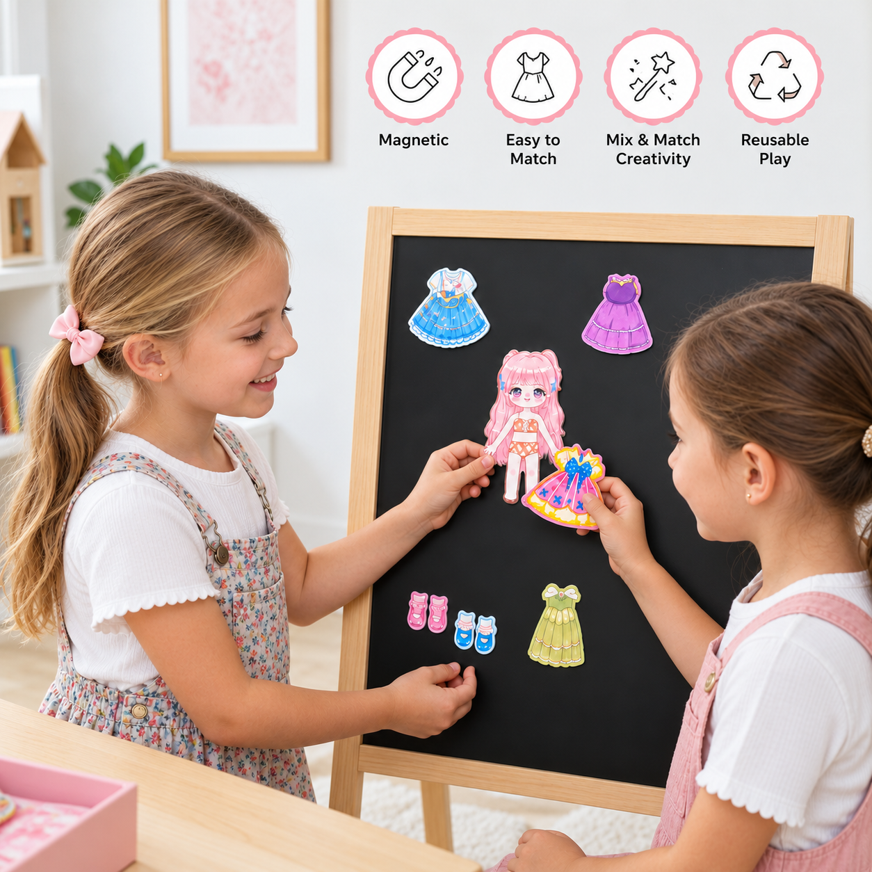 Princess Magnetic Dress-Up Set with 3D Stickers
