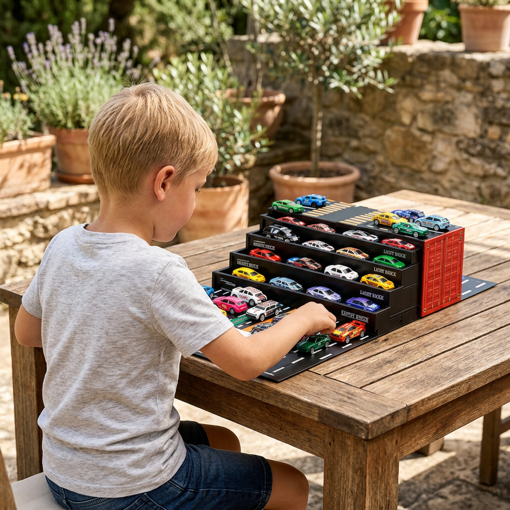 48-Piece Mini Die-Cast Pull-Back Car Set with Storage Container Box