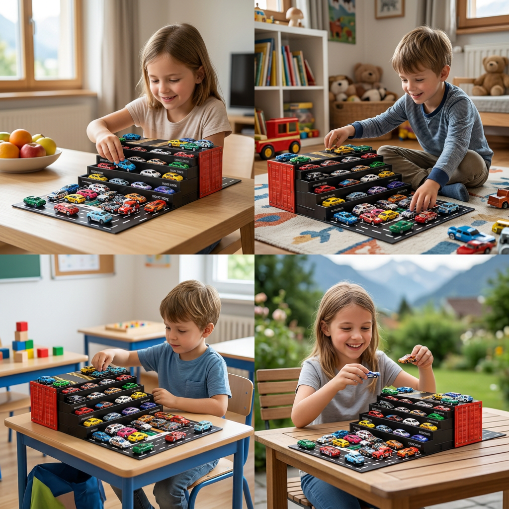 48-Piece Mini Die-Cast Pull-Back Car Set with Storage Container Box