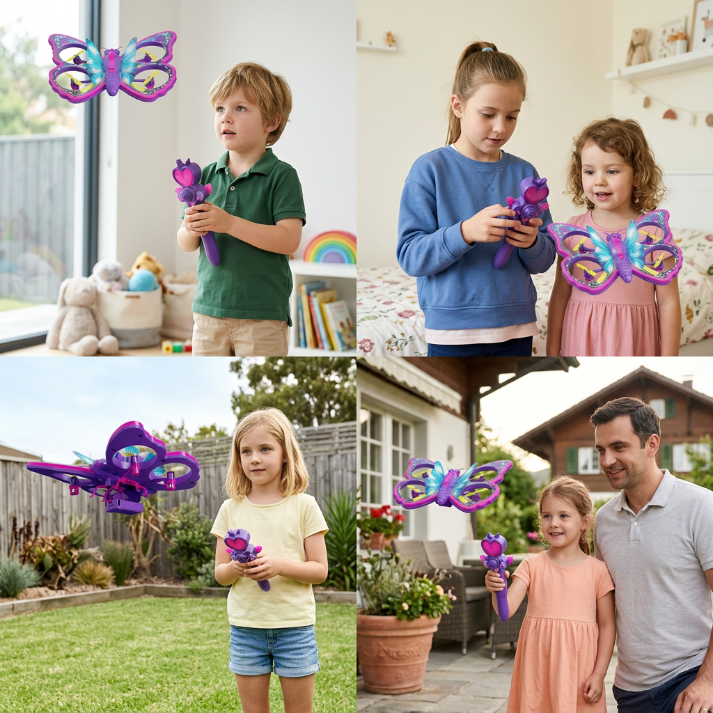 Magic Light-Up Butterfly Quadcopter Toy with Wand Control