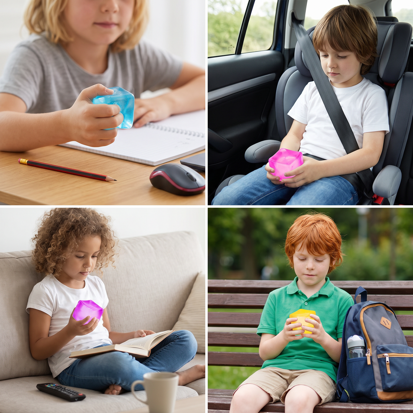 Cube Squishy Stress Ball – Soft Gel Sensory Fidget Toy