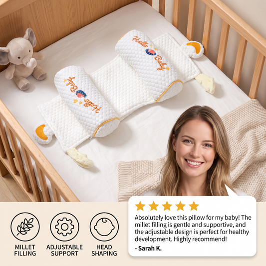 Adjustable Baby Head Shaping Pillow with Millet Filling
