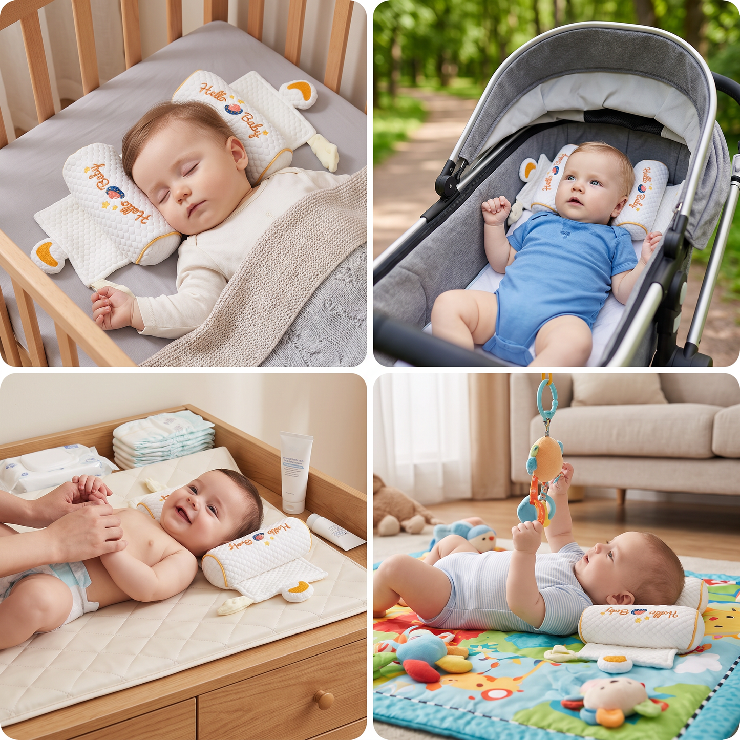 Adjustable Baby Head Shaping Pillow with Millet Filling