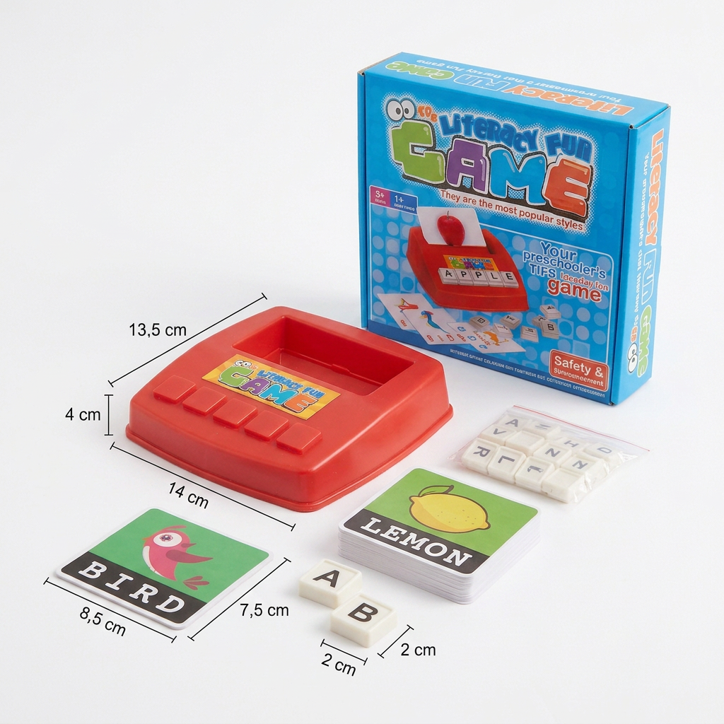 Interactive Spelling & Word Matching Game – Preschool Literacy Learning Toy with Picture Cards & Letter Tiles