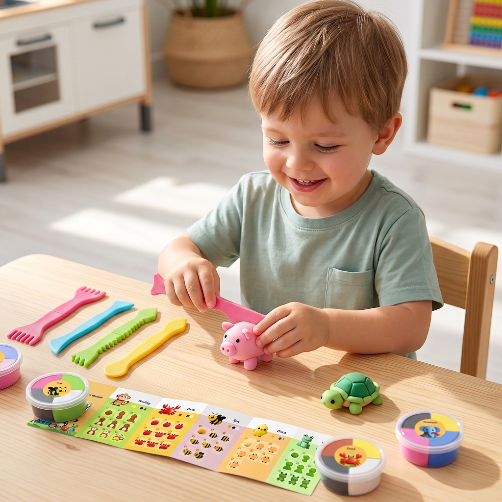12-Piece Air Dry Clay Animal Craft Kit for Kids