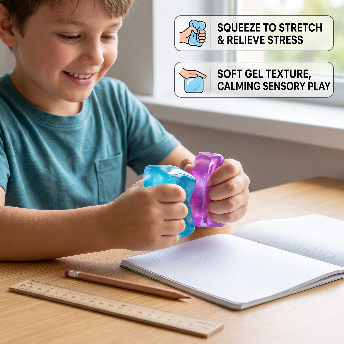 Cube Squishy Stress Ball – Soft Gel Sensory Fidget Toy