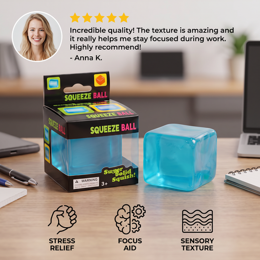 Cube Squishy Stress Ball – Soft Gel Sensory Fidget Toy
