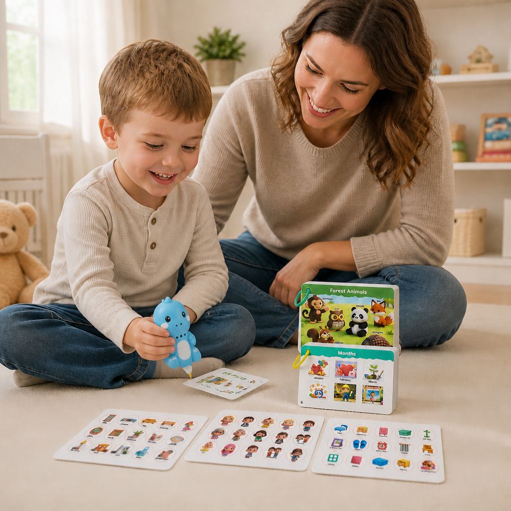 Interactive Dinosaur Talking Flash Cards & Stickers – Montessori Phonics & Sight Words Learning Set